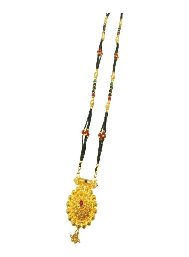 Swaroop Designer Mangalsutra For Women Stylish New Gold Plated Mangalsutra Long Size Heavy Design Long Black Bead Chain 125 - Image 1