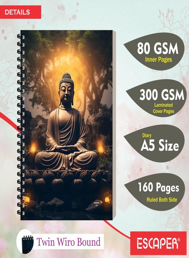 ESCAPER Lord Buddha A5 Diary, 160 Ruled Pages, Laminated Soft Cover, Smooth Writing Spiral Notebook, Notepad For Office, Travel, Gifting, Students, Professionals - Image 2