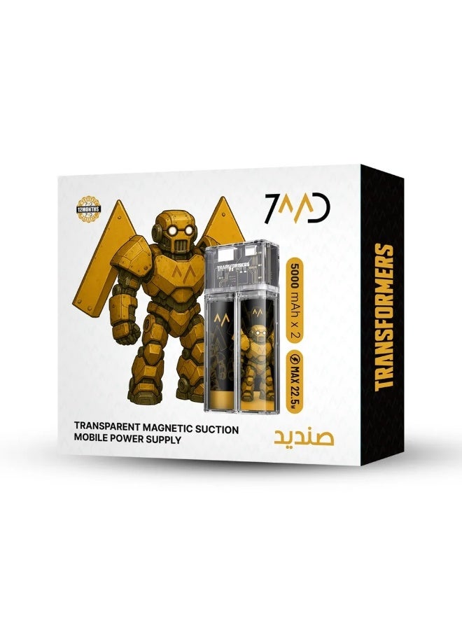 7MD Power Bank 10000mAh with Transparent Magnetic Design – Dual Battery Backup, PD22.5W Fast Charging, USB and Type-C Ports, Lightweight and Portable for Daily Use - Image 2