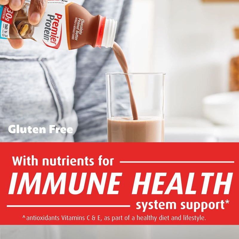 Premier Protein Shake, Chocolate Peanut Butter, 30g Protein, 1g Sugar, 24 Vitamins & Minerals, Nutrients to Support Immune Health, 11.5 Fl Oz, 12 Count - Image 2
