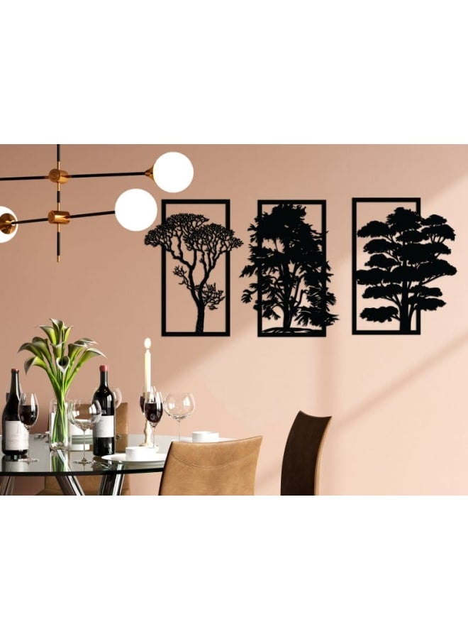 هوم جاليري لوحة فنية جدارية خشبية مقطوعة بالليزر ثلاثية الأشجار - Image 2
