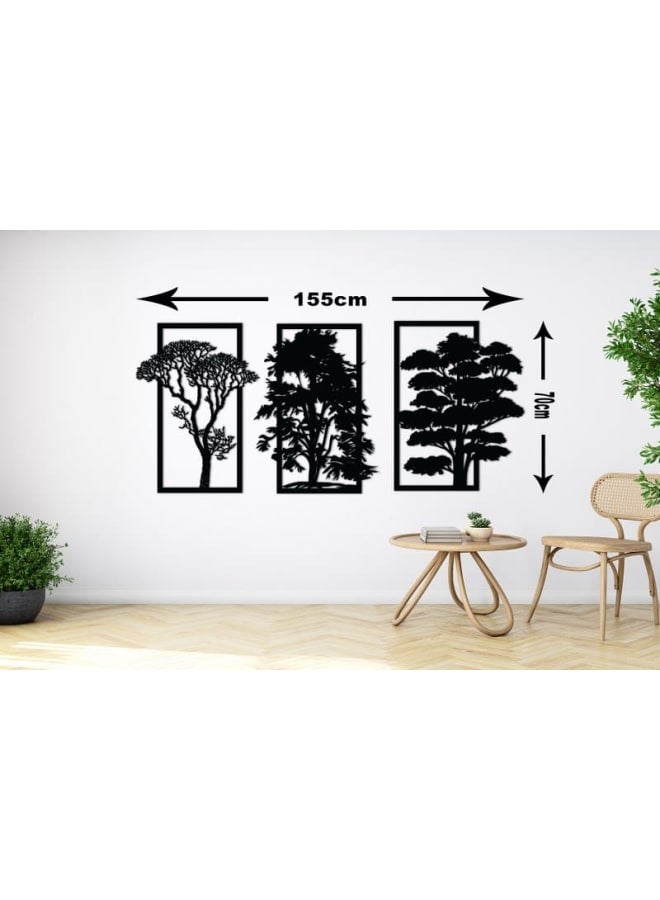 هوم جاليري لوحة فنية جدارية خشبية مقطوعة بالليزر ثلاثية الأشجار - Image 3