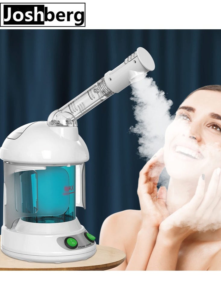 Joshberg Facial Steamer - Ozone Steamer with 360° Rotatable Arm - 40 Min Steam Time - Humidifier - Unclogs Pores - Blackheads - Portable Facial Steamer for Personal Care Use at Home or Salon,White  - Image 1