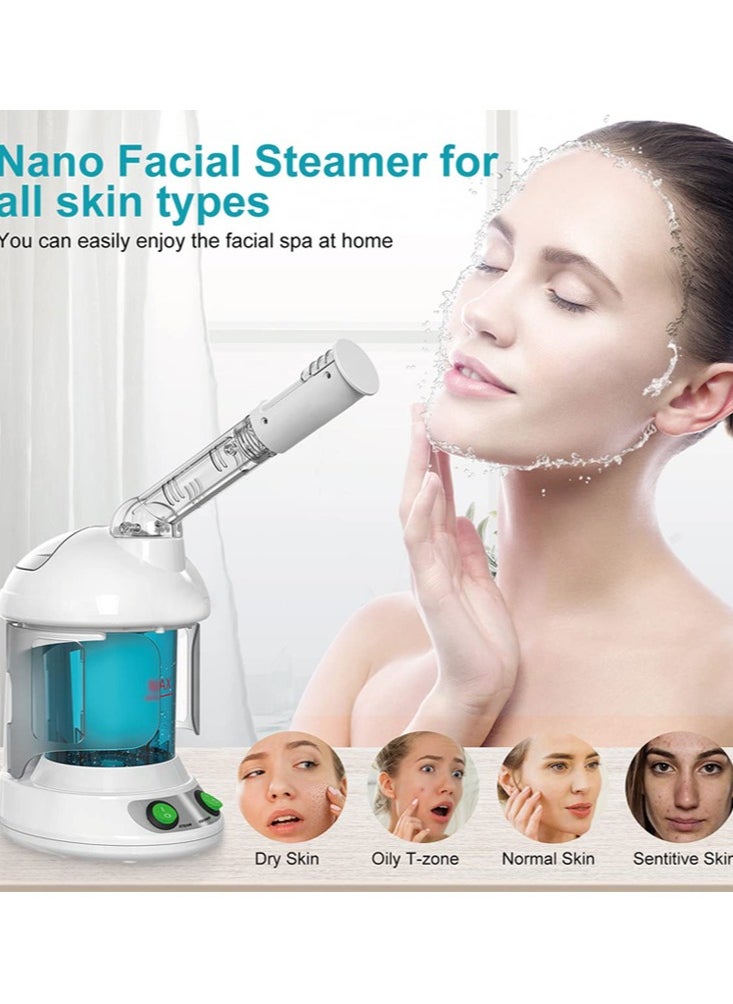 Joshberg Facial Steamer - Ozone Steamer with 360° Rotatable Arm - 40 Min Steam Time - Humidifier - Unclogs Pores - Blackheads - Portable Facial Steamer for Personal Care Use at Home or Salon,White  - Image 3