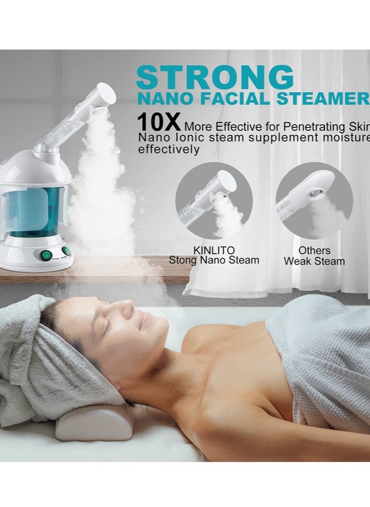 Joshberg Facial Steamer - Ozone Steamer with 360° Rotatable Arm - 40 Min Steam Time - Humidifier - Unclogs Pores - Blackheads - Portable Facial Steamer for Personal Care Use at Home or Salon,White  - Image 4