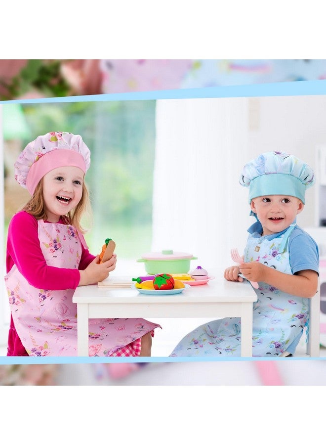 Hercicy 8 Pcs Kids Apron And Chef Hat Set Cute Child Aprons With Pockets Adjustable Strap Hat Oven Mittens For Kitchen  - Image 4