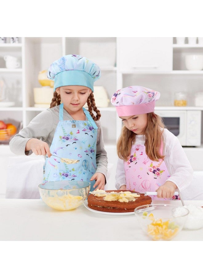 Hercicy 8 Pcs Kids Apron And Chef Hat Set Cute Child Aprons With Pockets Adjustable Strap Hat Oven Mittens For Kitchen  - Image 2