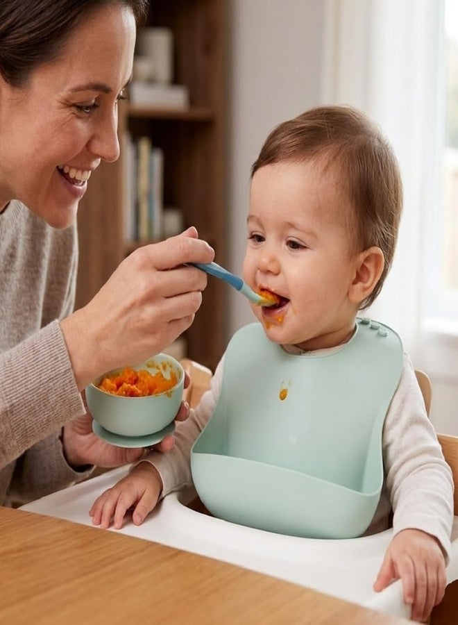 SGMVK Silicone Baby Bib for Babies & Toddlers 6–36 Months, Waterproof BPA Free Feeding Bib with Adjustable Neck Strap, Food Catcher Pocket, Soft Washable Reusable Bib for Boys & Girls (BIB GREEN) - Image 4