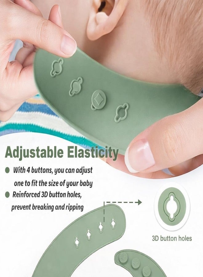 SGMVK Silicone Baby Bib for Babies & Toddlers 6–36 Months, Waterproof BPA Free Feeding Bib with Adjustable Neck Strap, Food Catcher Pocket, Soft Washable Reusable Bib for Boys & Girls (BIB GREEN) - Image 5