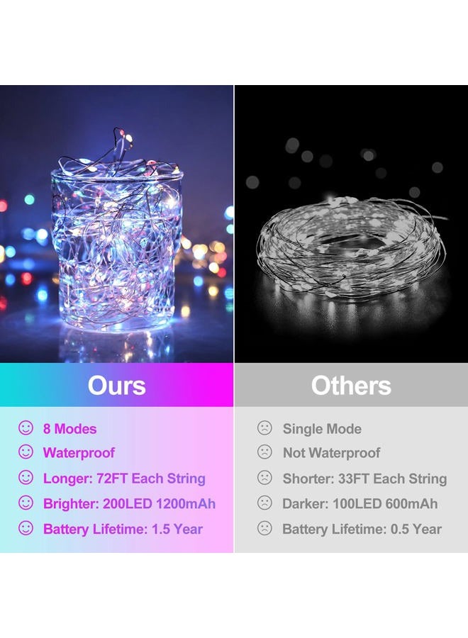 BesLowe Extra-Long 288FT Solar Fairy String Lights, 4-Pack Each 72FT 200 LED Outdoor le Lights Waterproof, 8 Lighting Modes, Multicolor Silver Wire Lights for Deck Backyard Tree Garden Fence Pool Party - Image 2