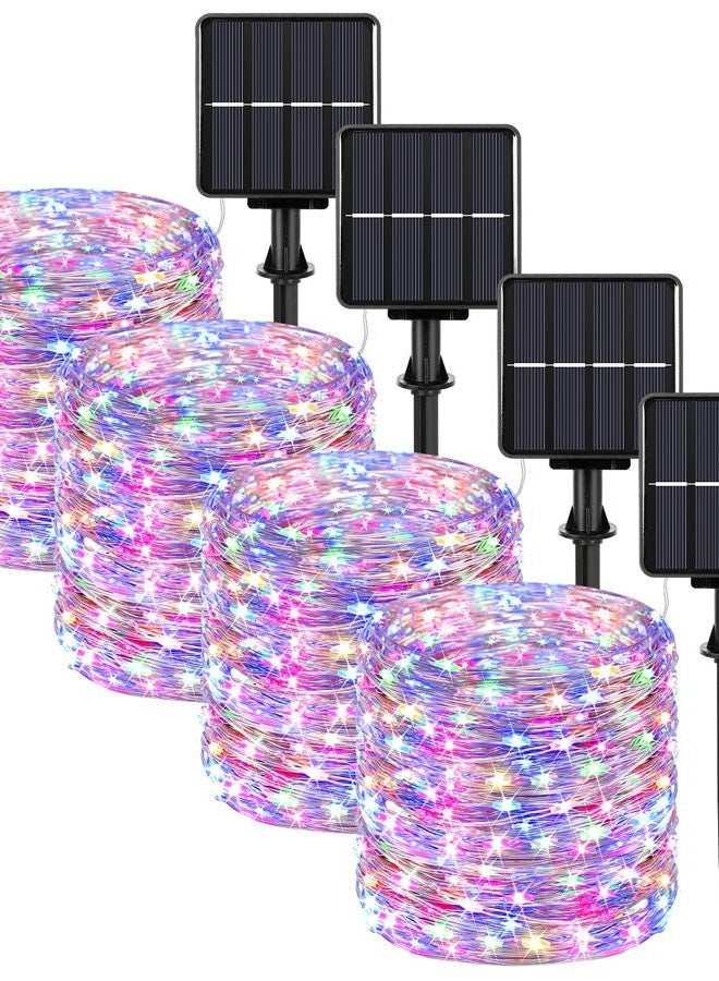 BesLowe Extra-Long 288FT Solar Fairy String Lights, 4-Pack Each 72FT 200 LED Outdoor le Lights Waterproof, 8 Lighting Modes, Multicolor Silver Wire Lights for Deck Backyard Tree Garden Fence Pool Party - Image 1