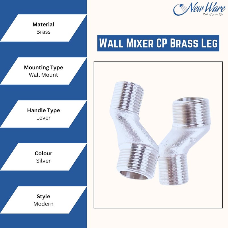 NEW WARE NEW WARE Adjustable Wall Mixer Legs for Bathroom Mixer Taps Installation 12 x 34 Inch Silver Pair of 1 - Image 3