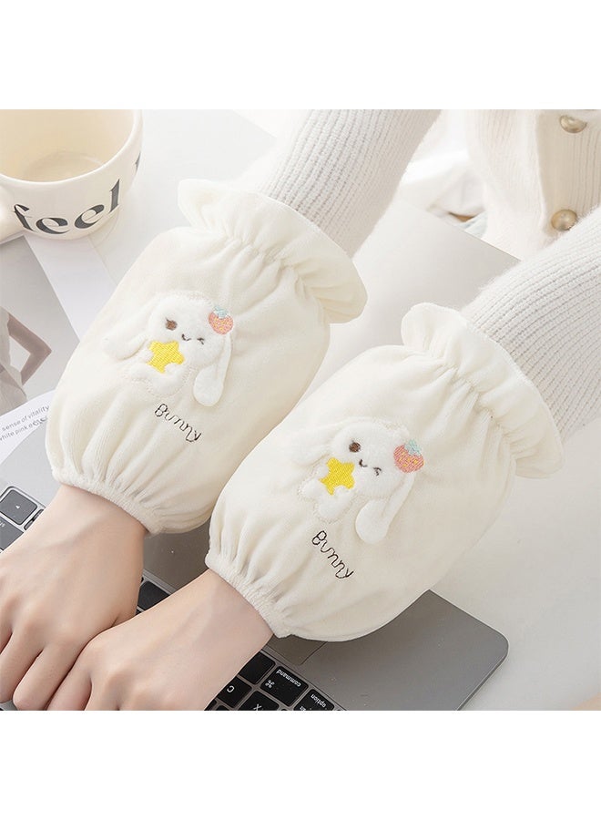 Arm Sleeves,Arm Protection Sleeve Oversleeves,Arm Sleeves Covers with Elastic Ends,Warm Sleeve,White,1 Pair - Image 1