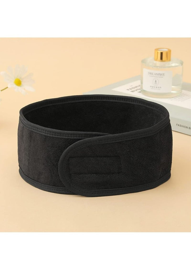 ليالي 4 قطع أربطة رأس سبا للوجه باللون الأبيض والأسود والرمادي والوردي - قماش تيري، قابل للتمدد - Image 4