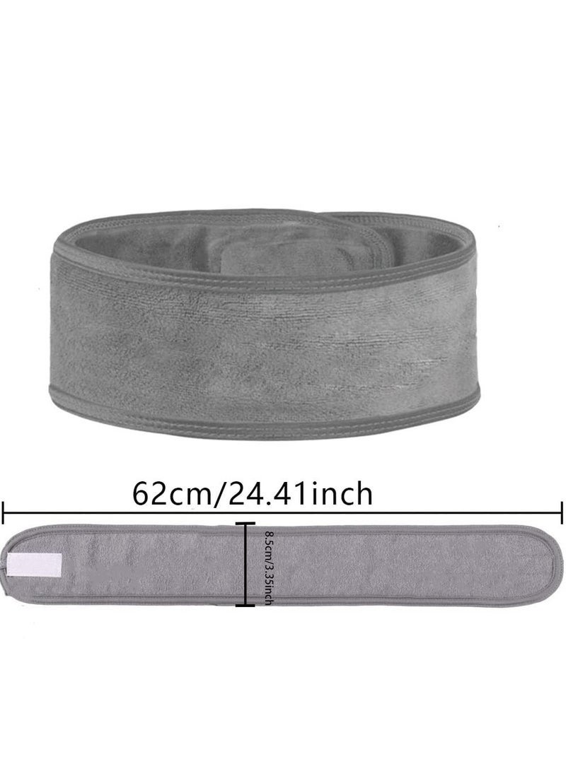 ليالي 4 قطع أربطة رأس سبا للوجه باللون الأبيض والأسود والرمادي والوردي - قماش تيري، قابل للتمدد - Image 2