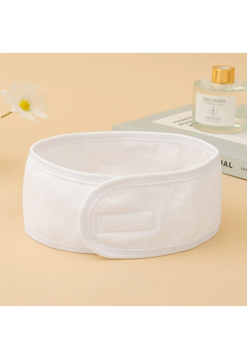 ليالي 4 قطع أربطة رأس سبا للوجه باللون الأبيض والأسود والرمادي والوردي - قماش تيري، قابل للتمدد - Image 3