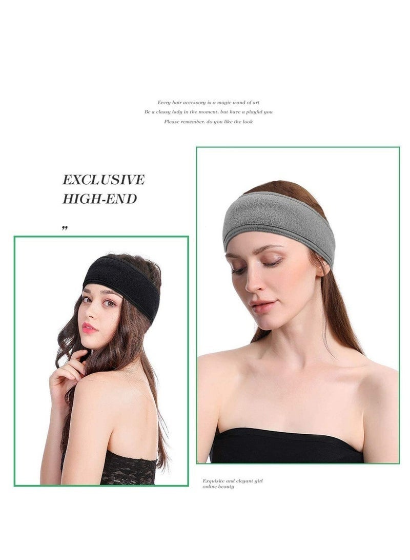 ليالي 4 قطع أربطة رأس سبا للوجه باللون الأبيض والأسود والرمادي والوردي - قماش تيري، قابل للتمدد - Image 5