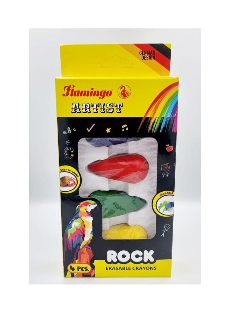 Flamingo ARTIST ROCK ERASABLE CRAYONS 4PC