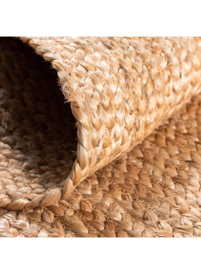 HANDPICKED FURNITURE Jute Wool And Cotton Beige Round Carpet Ultra Soft Area Carpets For Bed Room Living Room And Dining Room Anti-Slip Floor Carpets Easy To Clean Made In Turkey - Image 4