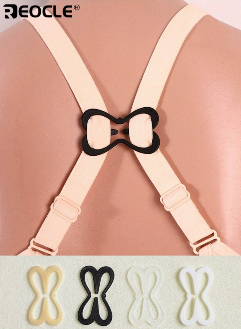 ريوكل مجموعة محولات حمالات الصدر النسائية القابلة للتعديل 4 قطع مشبك خلفي متقاطع متعدد الوظائف لتصميم حمالات الملابس الداخلية حسب الطلب دعم مخفي وتوافق مع الملابس - Image 1