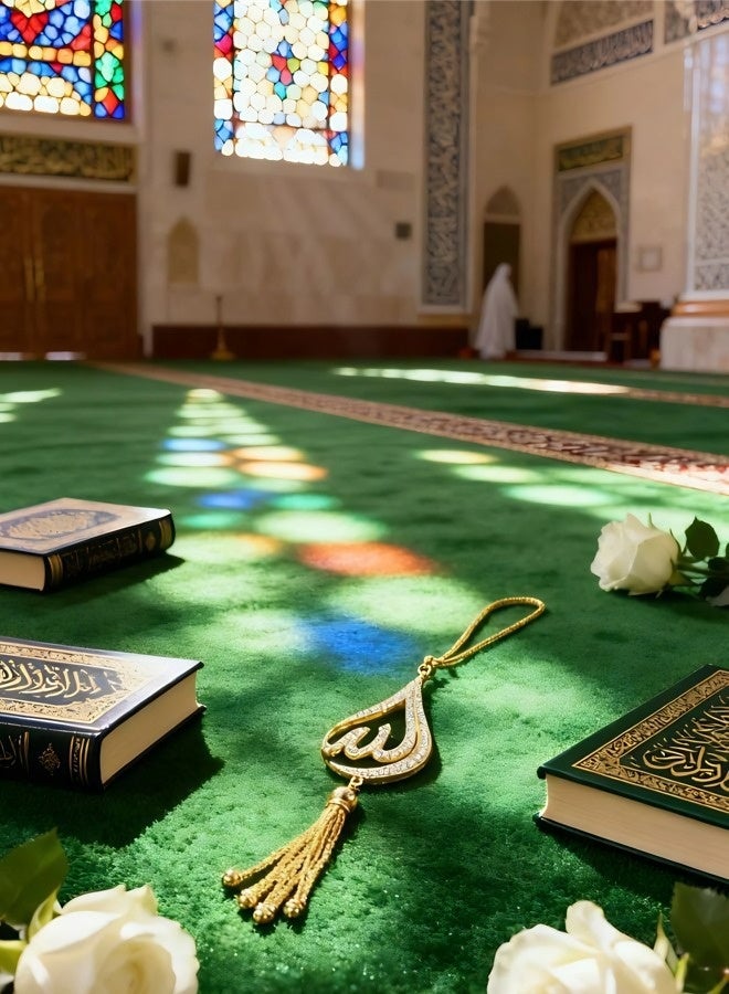 Muslim-themed car interior accessories, luxurious gold teardrop tassel car pendant, zinc alloy Islamic-style rearview mirror pendant, fashionable car ornament decoration, a gift symbolizing blessings. - Image 5