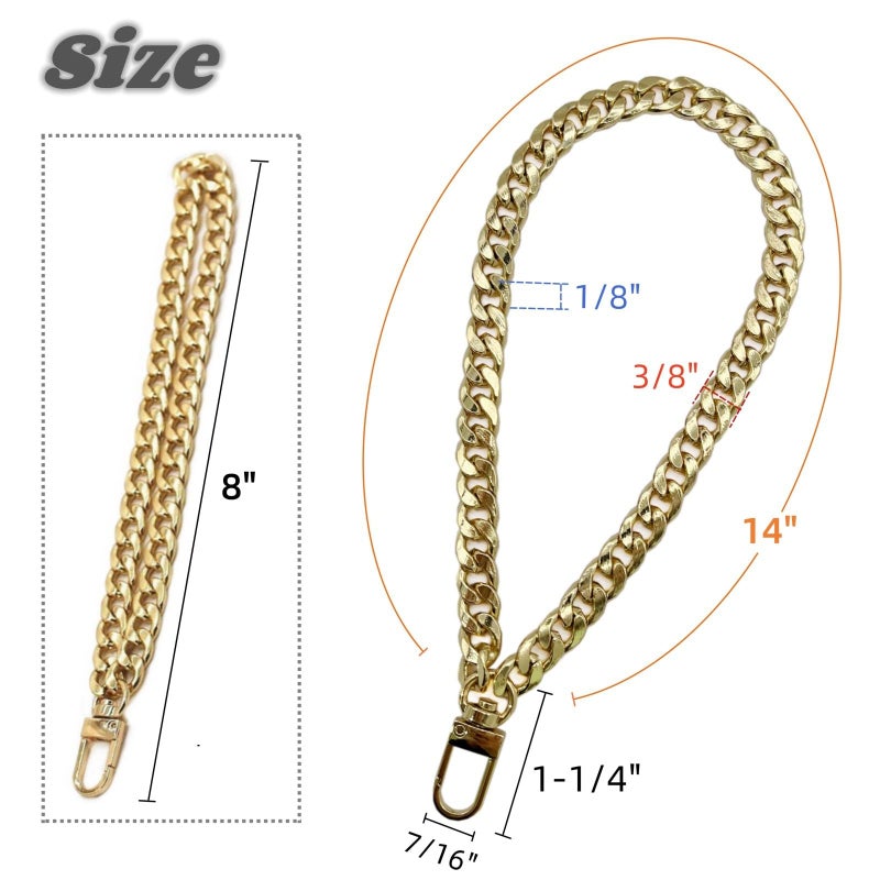 WEICHUAN 8" DIY Iron Flat Chain - Wrist Strap Wrist Chain Purse Straps Handbag Chains Accessories (Gold) - Image 2