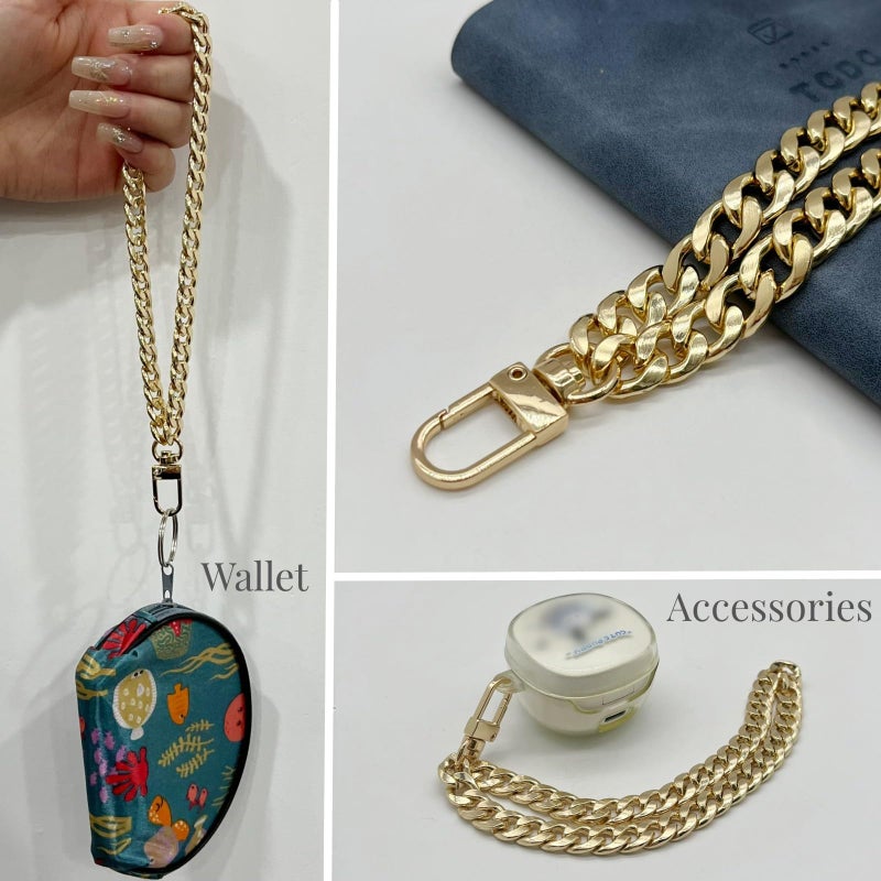 WEICHUAN 8" DIY Iron Flat Chain - Wrist Strap Wrist Chain Purse Straps Handbag Chains Accessories (Gold) - Image 3