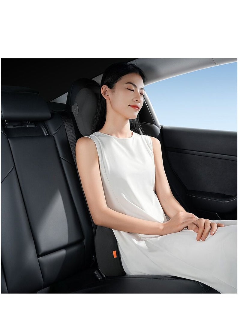 Baseus - Lumbar Support Pillow for Car, Memory Foam Lumbar Pain Relief Cushion - Comfortable Back Support for Driving, Office Chair, Wheelchair and Home Use - Comfortable and Breathable Back Cushion to Improve Correct Posture and Relieve Back Strain and Pain While Sitting for Long Periods - Black - Image 1
