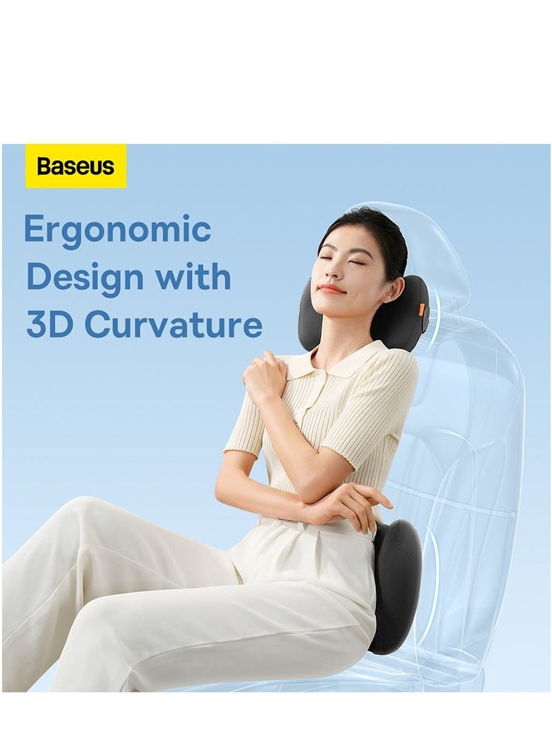 Baseus - Lumbar Support Pillow for Car, Memory Foam Lumbar Pain Relief Cushion - Comfortable Back Support for Driving, Office Chair, Wheelchair and Home Use - Comfortable and Breathable Back Cushion to Improve Correct Posture and Relieve Back Strain and Pain While Sitting for Long Periods - Black - Image 1