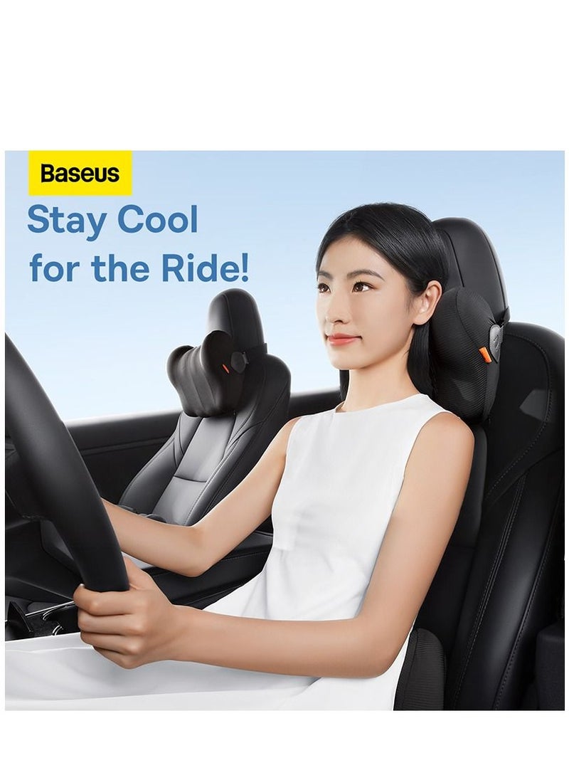 Baseus - Lumbar Support Pillow for Car, Memory Foam Lumbar Pain Relief Cushion - Comfortable Back Support for Driving, Office Chair, Wheelchair and Home Use - Comfortable and Breathable Back Cushion to Improve Correct Posture and Relieve Back Strain and Pain While Sitting for Long Periods - Black - Image 1