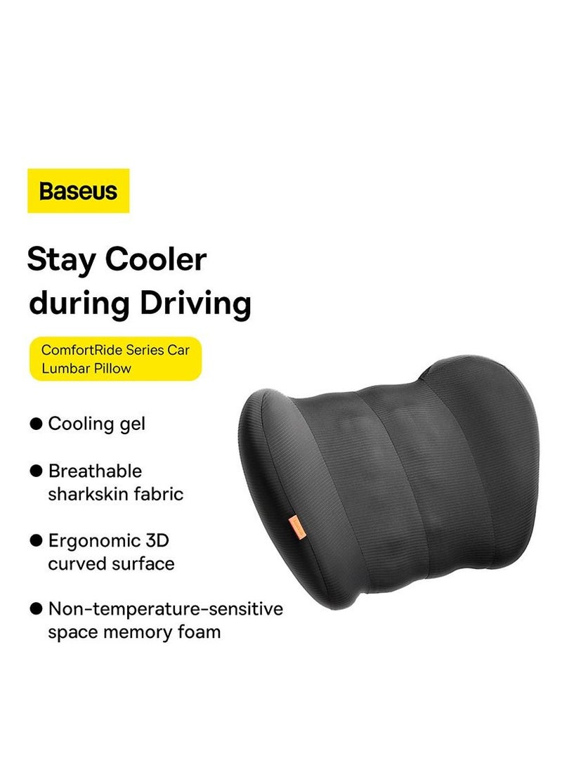 Baseus - Lumbar Support Pillow for Car, Memory Foam Lumbar Pain Relief Cushion - Comfortable Back Support for Driving, Office Chair, Wheelchair and Home Use - Comfortable and Breathable Back Cushion to Improve Correct Posture and Relieve Back Strain and Pain While Sitting for Long Periods - Black - Image 1