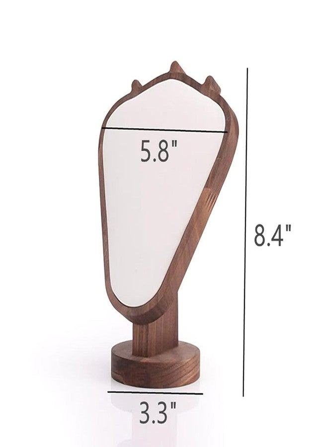 SWTOOL Walnut Color Body Wood Necklace Display Stand with White Leather Soft Mat Necklace Holder Organizer Desktop Stand for Home Store Dresser-3.3"x5.8"x8.4" - Image 2