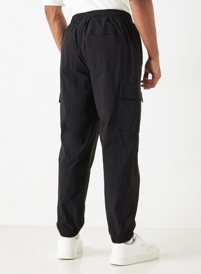 Starter Solid Regular Fit Cargo Joggers with Flexi Waist and Pockets - Image 3