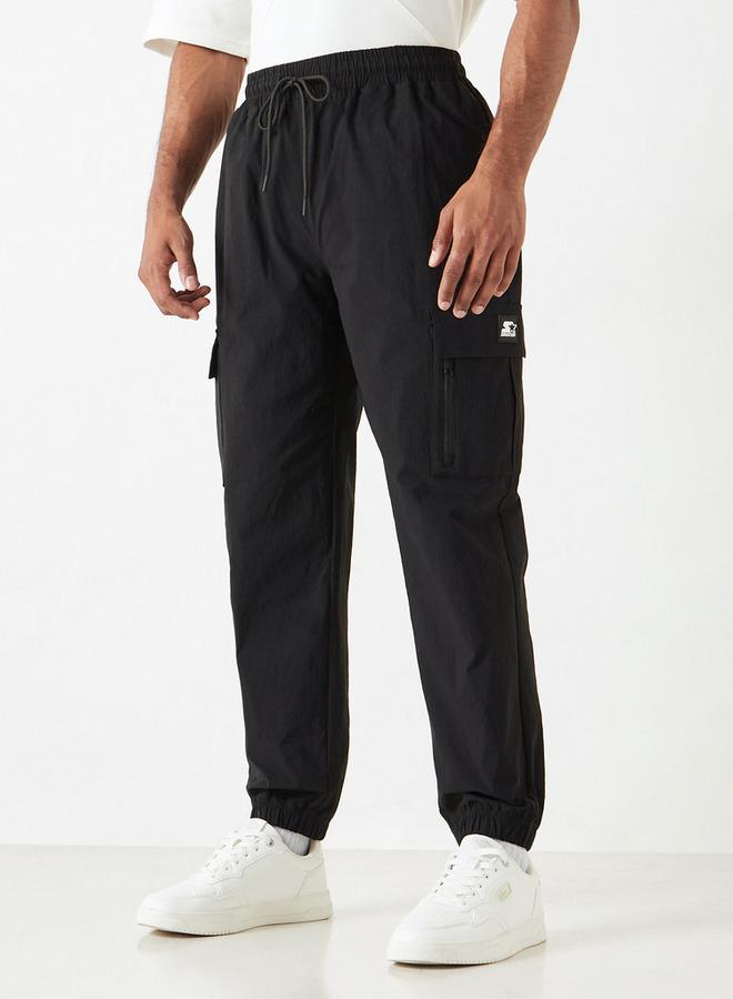 Starter Solid Regular Fit Cargo Joggers with Flexi Waist and Pockets - Image 1