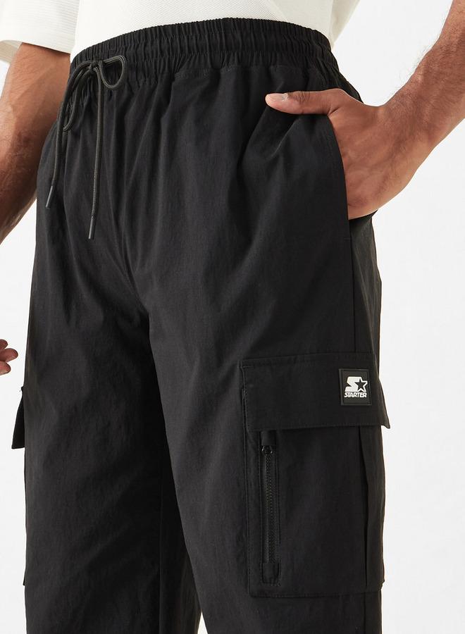 Starter Solid Regular Fit Cargo Joggers with Flexi Waist and Pockets - Image 4