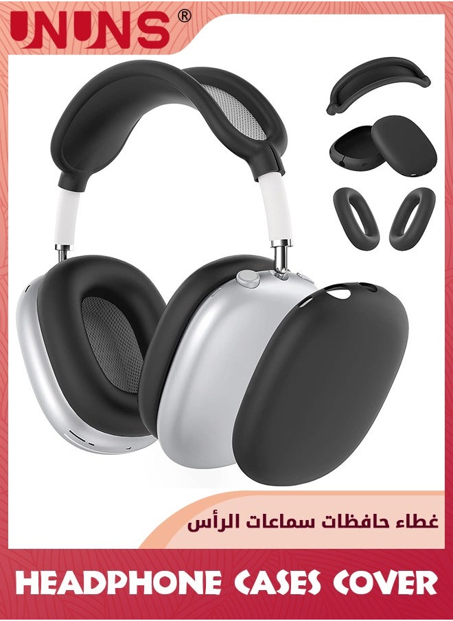 UNUNS 3 In1 Silicone Case Cover For AirPods Max Headphones,Anti-Scratch Ear Pad Case Cover/Ear Cups Cover/Headband Cover For AirPods Max,Accessories Soft Silicone Skin Headphones Protector,Black  - Image 1