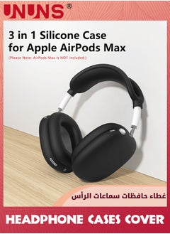 UNUNS 3 In1 Silicone Case Cover For AirPods Max Headphones,Anti-Scratch Ear Pad Case Cover/Ear Cups Cover/Headband Cover For AirPods Max,Accessories Soft Silicone Skin Headphones Protector,Black  - Image 3