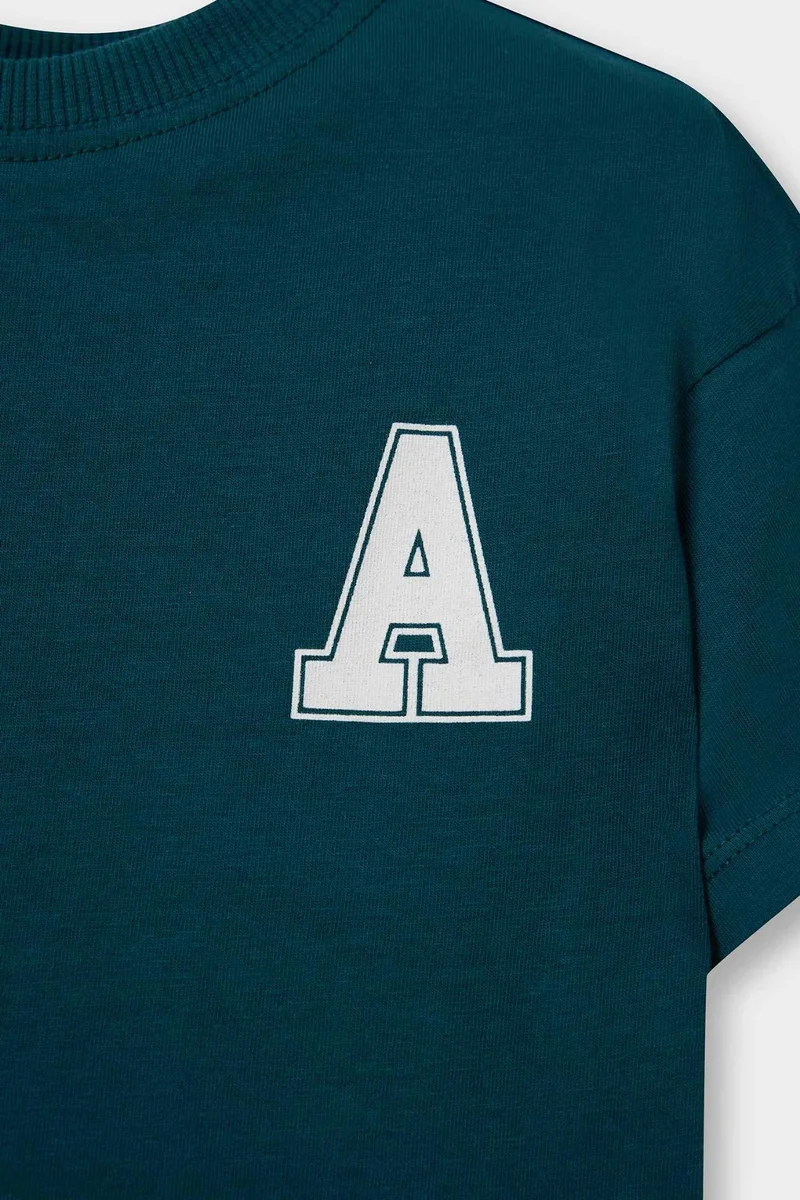 ديفاكتو Baby Boy Crew Neck Printed Short Sleeve T-Shirt