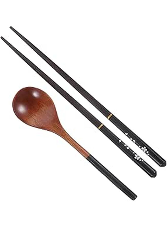 Japanese Style Wooden Cutlery Set with Chopsticks Spoon for Travel Picnics School Lunches and Everyday Meals in Gift Box - Image 1