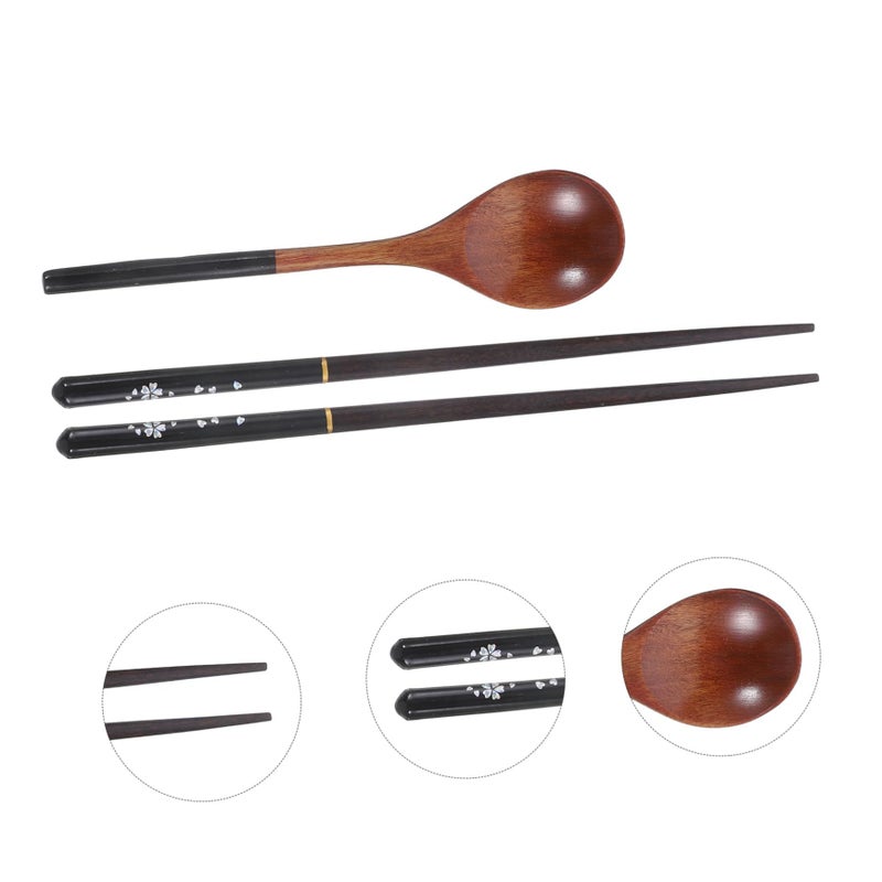 Japanese Style Wooden Cutlery Set with Chopsticks Spoon for Travel Picnics School Lunches and Everyday Meals in Gift Box - Image 5