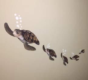 Create-A-Mural Sea Turtle Family Ocean Wall Decals, Dolphin Fish, Undersea Decor Stickers for Beach Kids Room Sea Wall Stickers, Boys Girls Toddler Baby Nursery Bedroom, Playroom, Bathroom (Sea Turtle Family) - Image 4