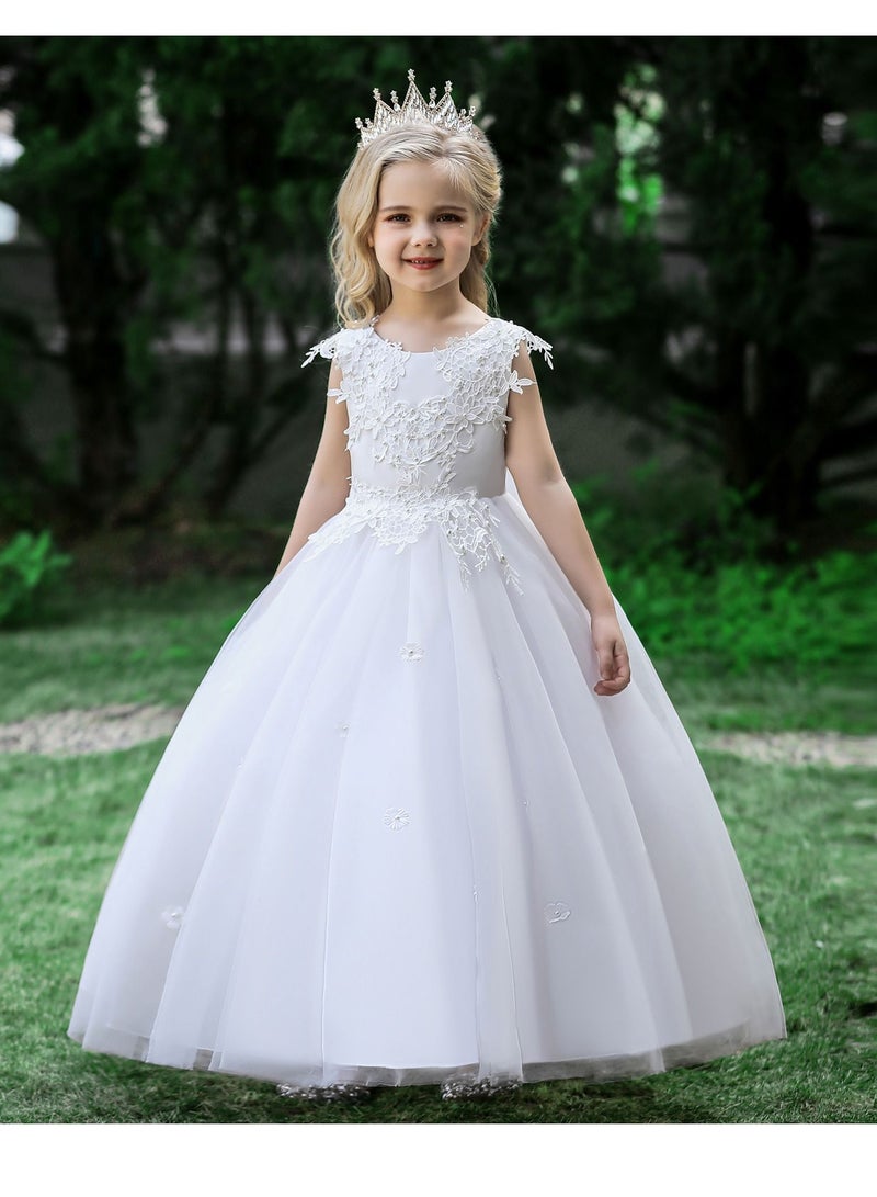 Loquat فساتين بناتية أنيقة وجميلة باللون الأبيض - Image 1