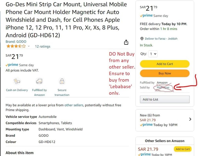 Godo SAverse - Go-Des Mini Strip Car Mount, Universal Mobile Phone Car Mount Holder Magnetic for Auto Windshield and Dash, for Cell Phones Apple iPhone 12, 12 Pro, 11, 11 Pro, Xr, Xs (GD-HD612) - Image 5