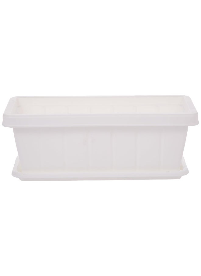 Cosmoplast 18" Set of 2 Rectangular Cedargrain Planter with Tray (White)  - Image 3