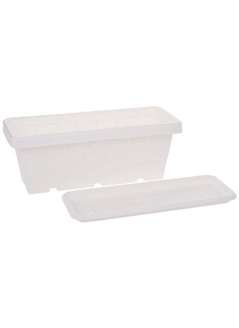 18" Set of 2 Rectangular Cedargrain Planter with Tray (White)