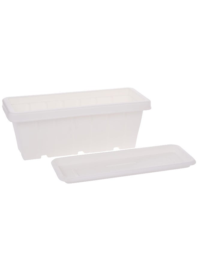 Cosmoplast 18" Set of 2 Rectangular Cedargrain Planter with Tray (White)  - Image 1
