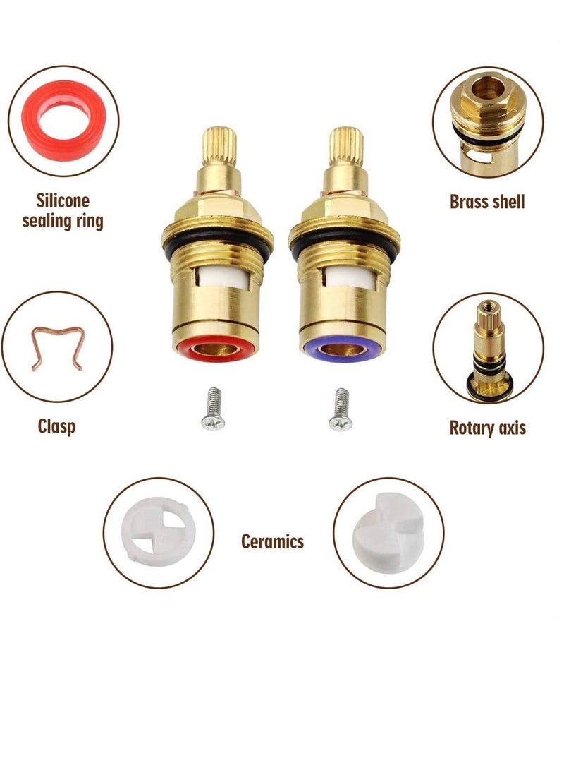 Y&D Brass Bathroom Sink Faucet Valve Stem, 2Pcs Hot, and Cold Ceramic Disc Stem Repair Cartridge Replacement - Kitchen faucet for  - Image 4