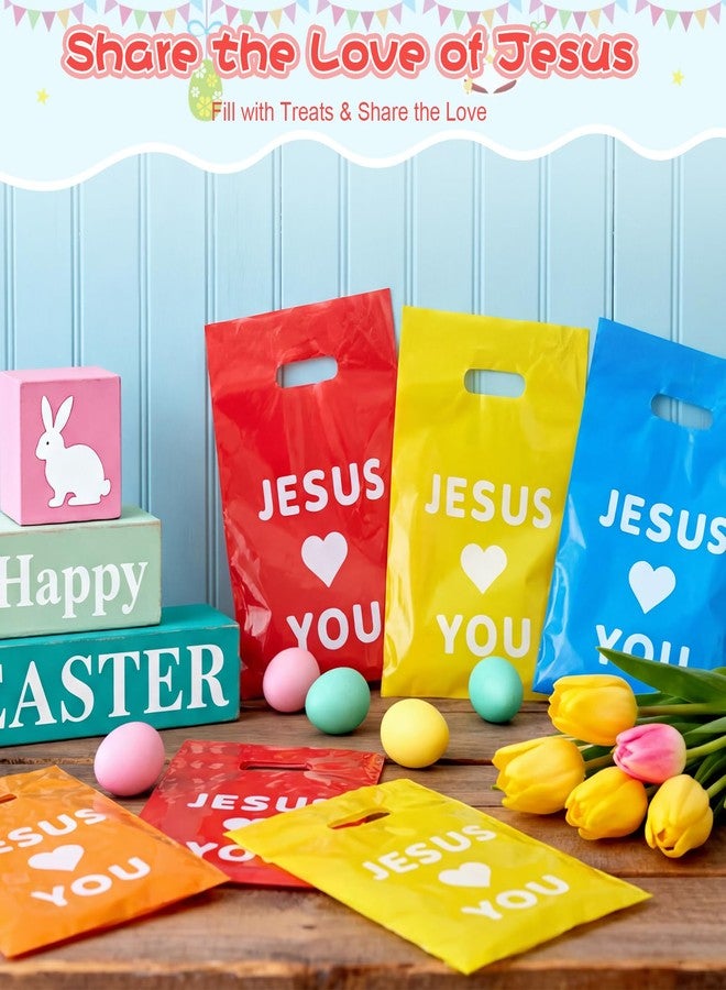 ajabavbd 100 Pcs Jesus Loves You Bag, Christian Gifts Bulk Religious Plastic, Gift Bags with Handles, for Jesus Birthday Thanksgiving Christmas Easser Party - Image 5