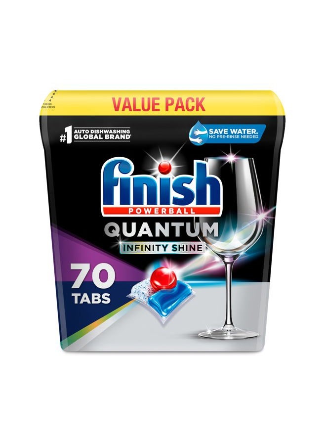 FINISH Quantum Infinity Shine, 70ct Dishwasher Tablets, Dishwasher Detergent Liquid, Advanced Clean & Shine