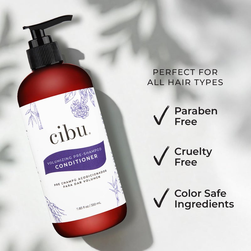 CIBU Volumizing Pre-Shampoo Conditioner - Volume Conditioner for Fine Hair - Anti Breakage - Nutrient Rich Ginseng Soy Protein Bamboo - 11.83oz - Image 3